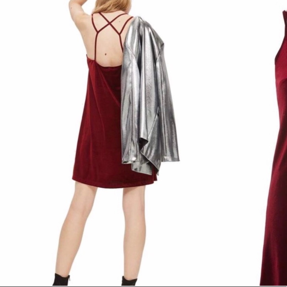 Topshop Burgundy Velvet Dress